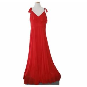 Jenny Yoo Collection Mila Dress Red Event Chiffon Ruffle Neck Plus Women 18